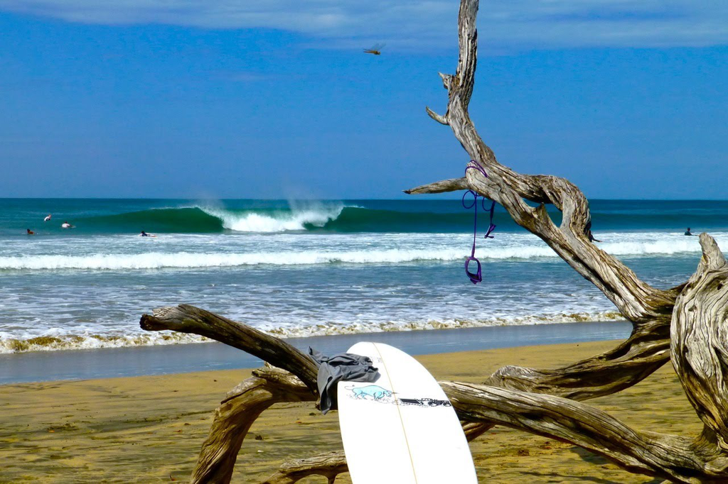 Surfers catching waves in Tamarindo Costa Rica