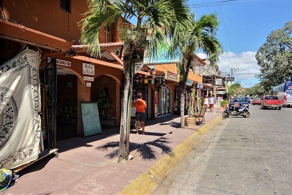View of main street in downtown Tamarindo Costa Rica