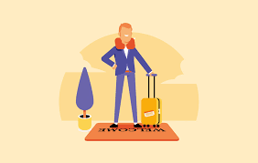 Graphic of an expat traveling